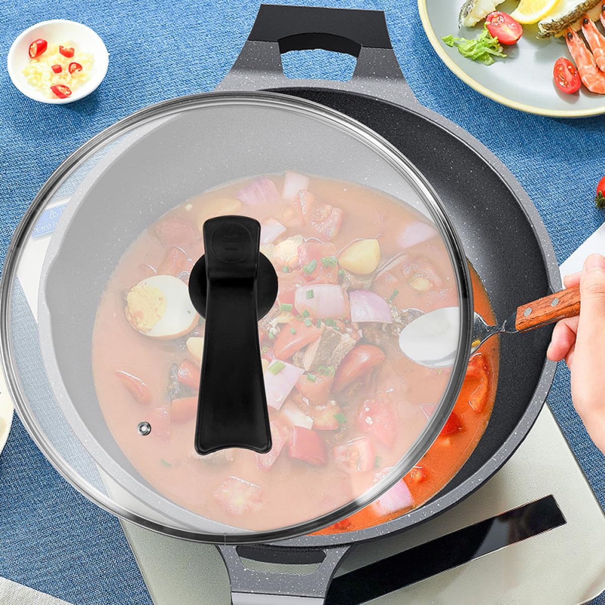 Zerodeko Coperchio Rotondo Trasparente in Vetro Temperato con Manico Verticale e Salvaspazio, Adatto per Pentole e Padelle