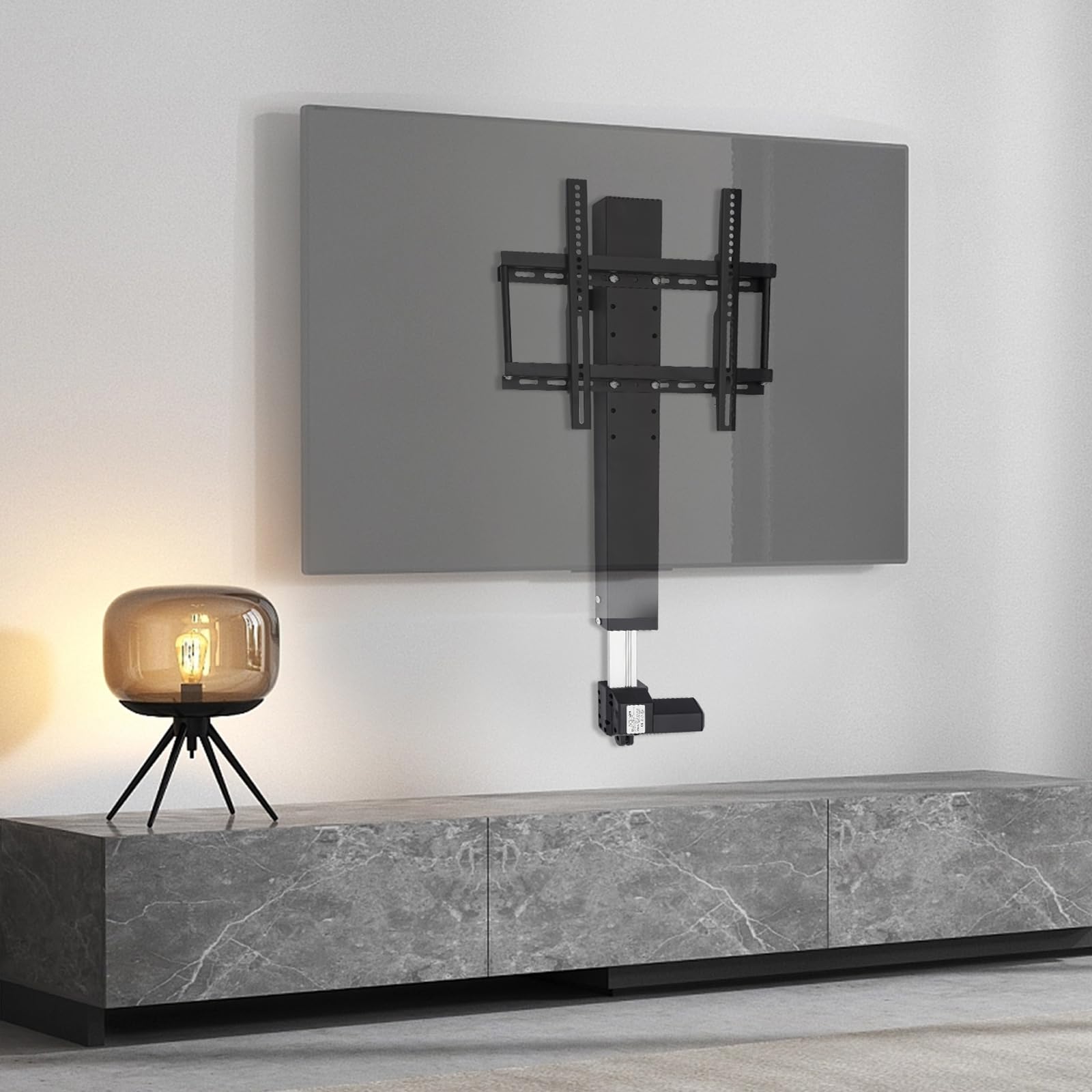 Elevador de TV eléctrico con mando a distancia, soporte de TV totalmente móvil, montado en la pared, resistente y duradero, fuerte capacidad de carga, fácil de limpiar, adecuado para el hogar, salón