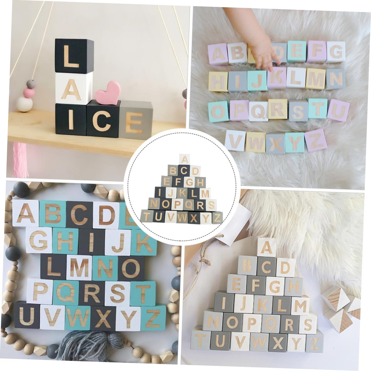 26 Uds 26 Letras En Inglés Decoración Accesorios Para Fotos Letras De Madera Letras En Bloque Cubos Letras Cubo Cuadrado Decoración De Fiesta Alfabeto DIY Cubo De