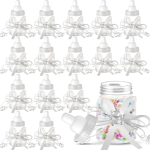 Miniatura 21 de Nuenen 48 botellas de leche para baby shower con cinta, botellas de plástico de oso para dulces, regalos de baby shower, revelación de género, Rosado