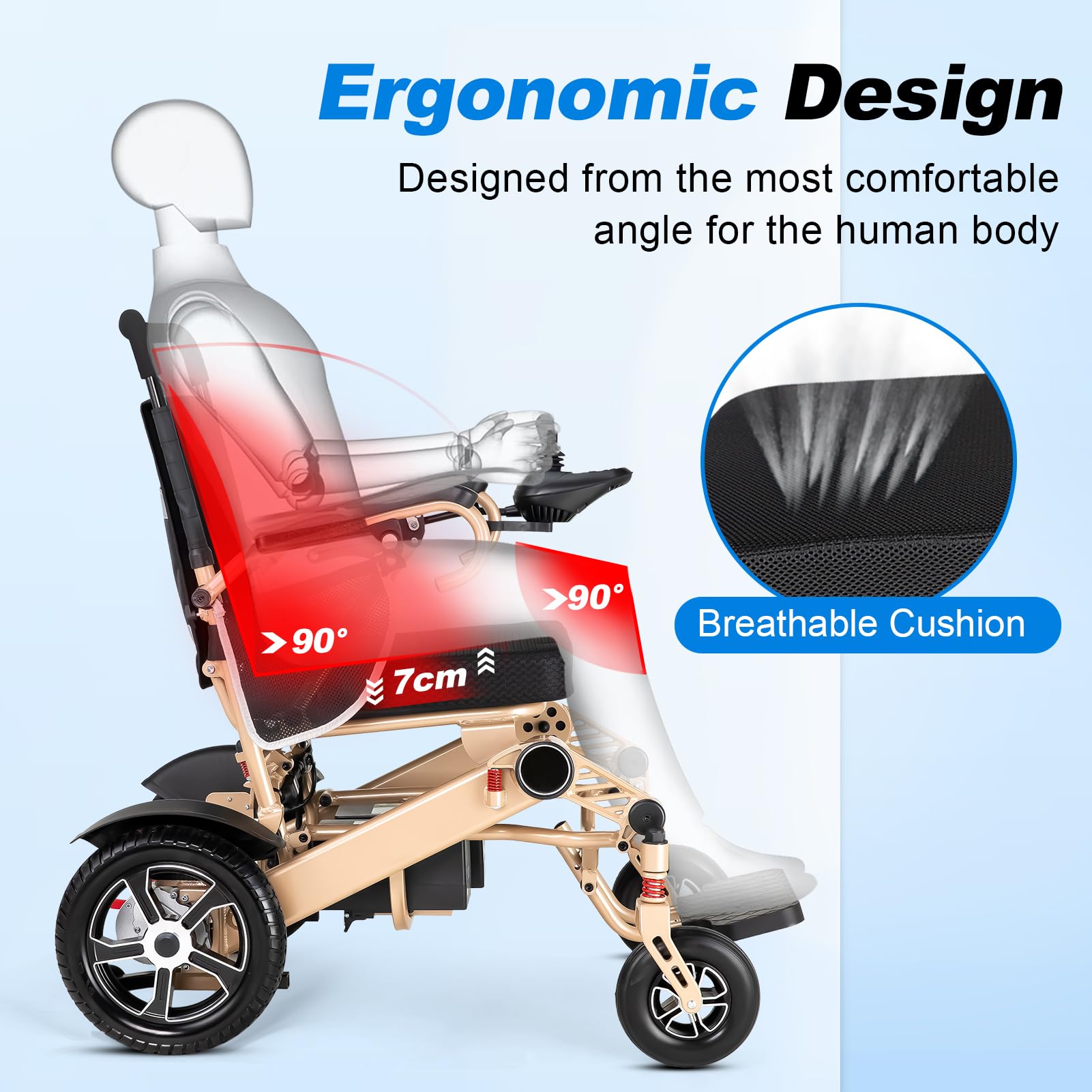 WEYRAL Set di 2 sedie a rotelle elettriche pieghevoli, 12AH, autonomia di 48 km, fino a 150 kg, per anziani, con controllo posteriore, sacchetto antipolvere e borsa per il trasporto