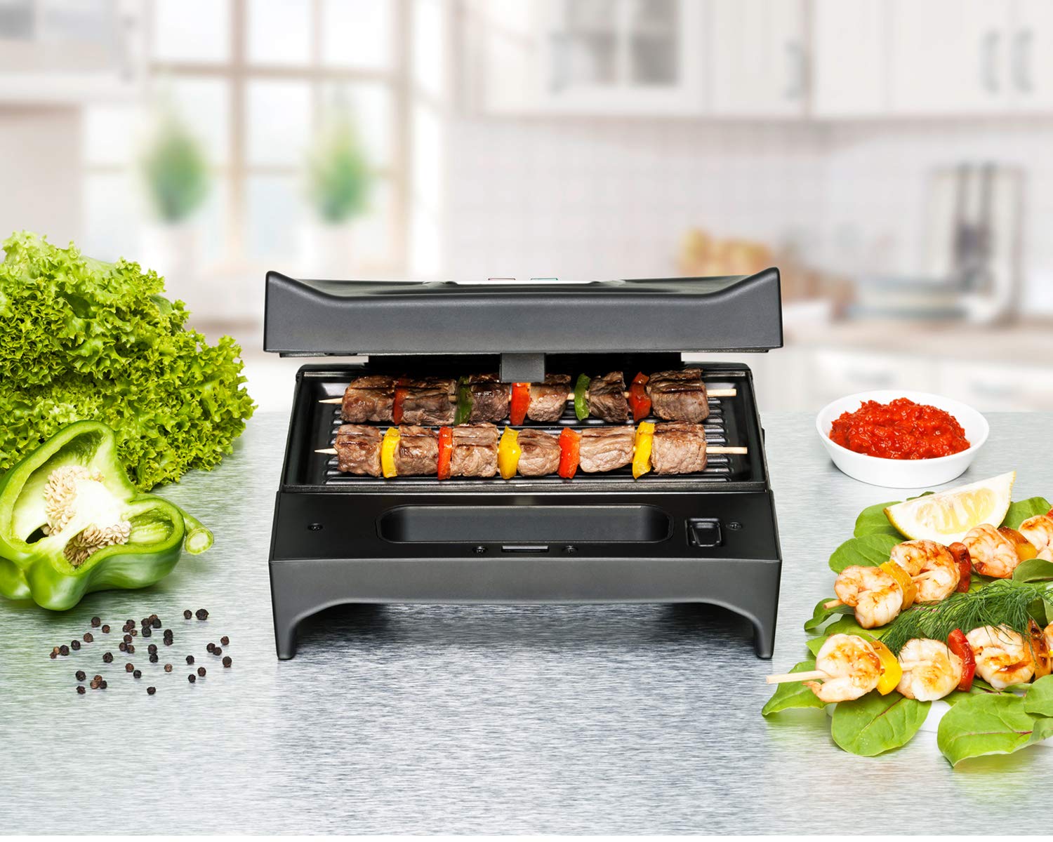 ROMMELSBACHER Multi Toast & Grill SWG 700 'Max' - 3 antihaftbeschichtete Wechselplatten für Sandwiches, Belgische Waffeln, Gegrilltes, 700 Watt, schwarz/edelstahl