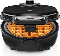Chefman Anti-Overflow Belgian Waffle Maker with Shade Selector, Mess-Free Moat, Nonstick Plates & Measuring Cup, Black