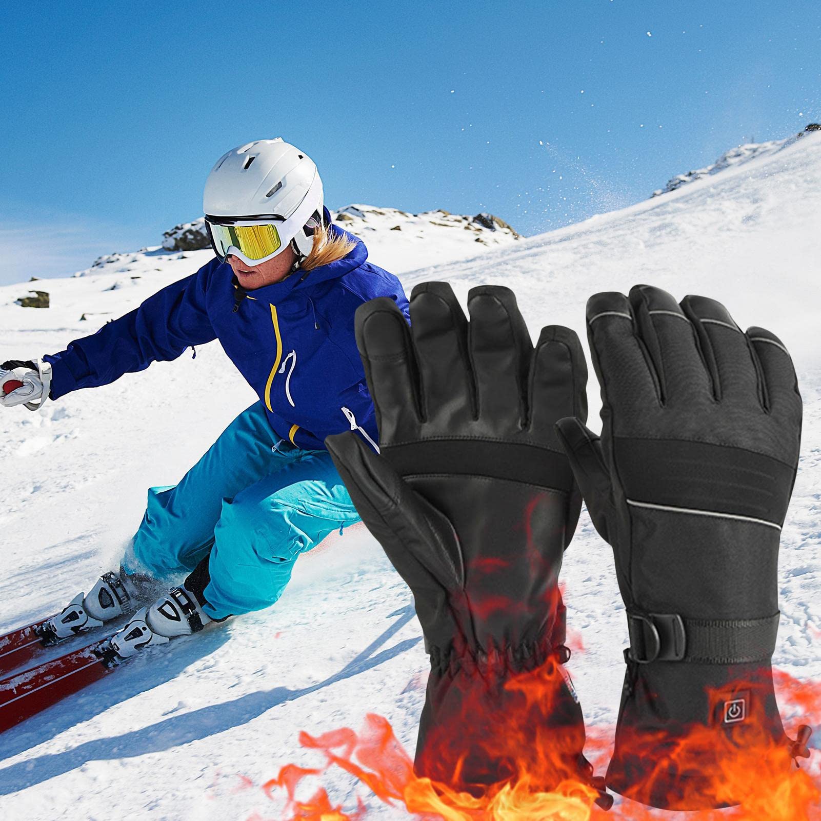 Gants Imperméables Tactiles Gants Chauffants OBEST 4000mAh - Imperméables Et Tactiles Pour Moto Et Ski Gants 5 Doigts Chauffants