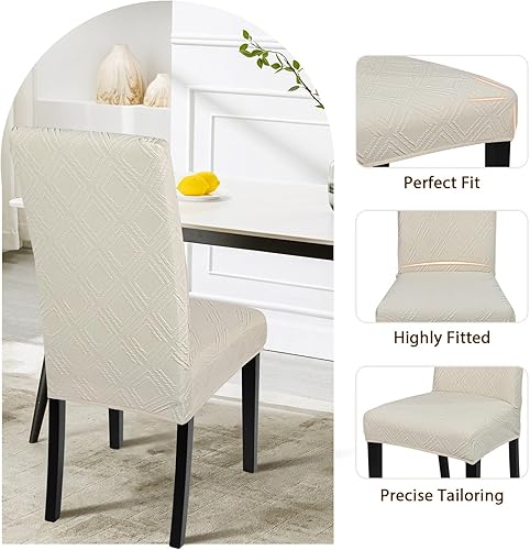 Miniatura 5 de SearchI Juego de 6 fundas impermeables para sillas de comedor, fundas elásticas de jacquard Parsons, extraíbles y lavables, protector para sillas de
