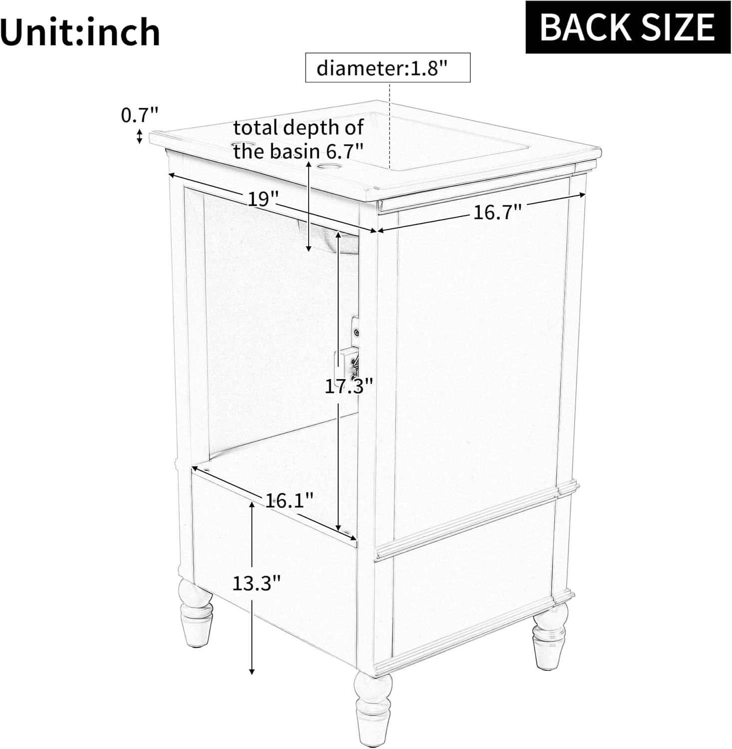 Bellemave 20" Bathroom Vanity with Ceramic Sink,Stylish Design Bathroom Cabinet with Multi-Functional Drawer, Cabinet,Bathroom Vanity and Basin Sink Combo for Bathroom (Soft White)