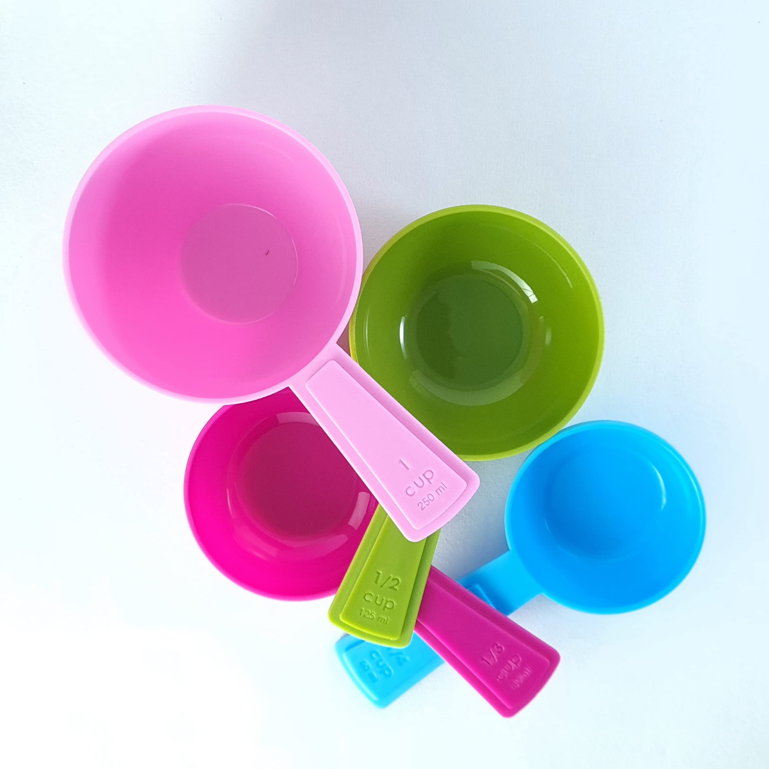 BakeGuru Multicoloured 4PCS Measuring Cups Space Saving Design Colorful Kitchen Tool Cooking Baking Measurement Set Bakeware Rainbow Compact Food | BSI 05