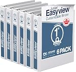 Easyview Premium, 1.5-Inch Mini Binder, 8.5"x5.5", 3-Ring Binders for School, Office, or Home, Colored Binder Notebooks, Pack of 6, Round Ring, White