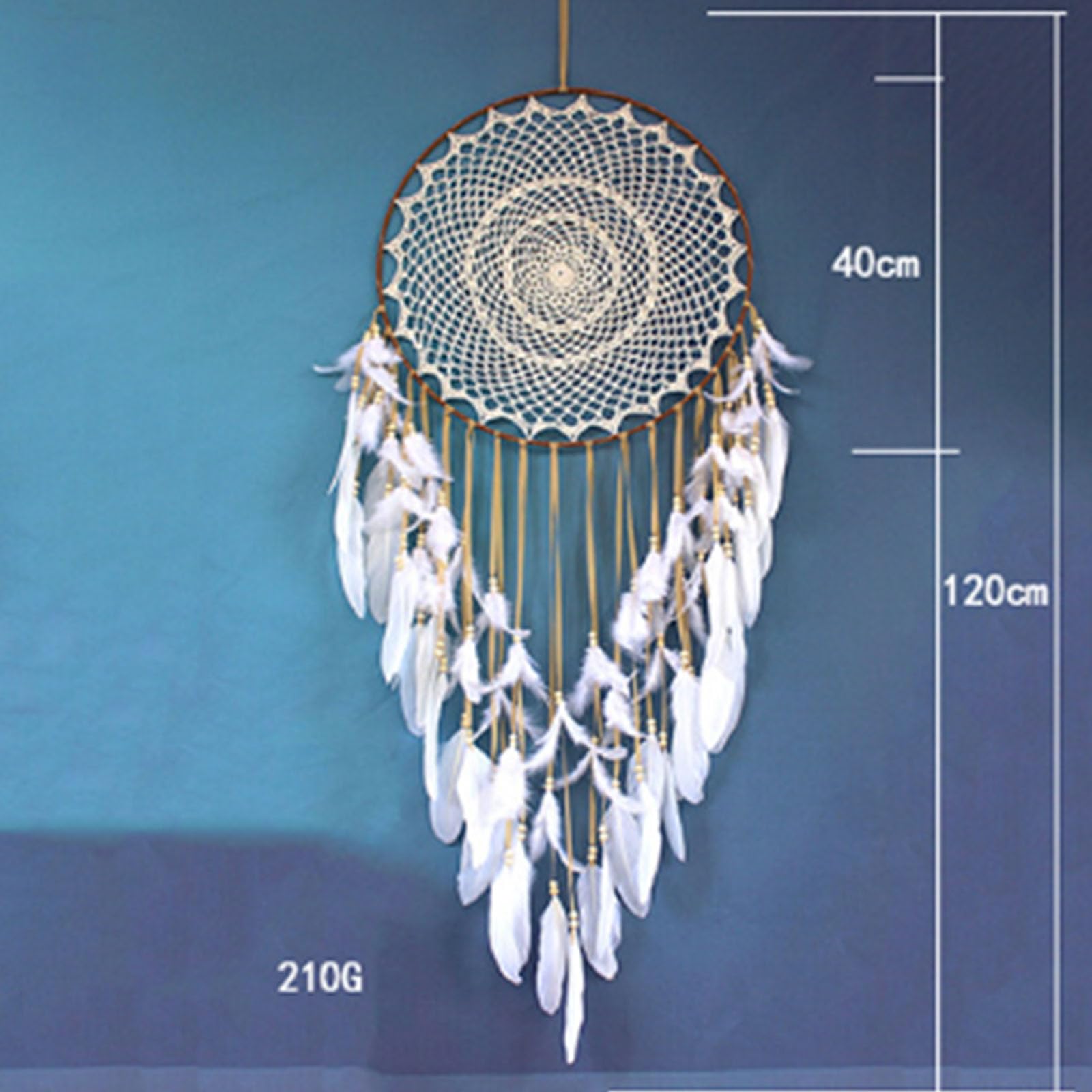 Europäischer und amerikanischer kreativer Haken-Blumen-Traumfänger, Feder-Windspiel, Dekoration für Zuhause, Veranda-Innendekoration, Hochzeitshintergrund, großer Anhänger