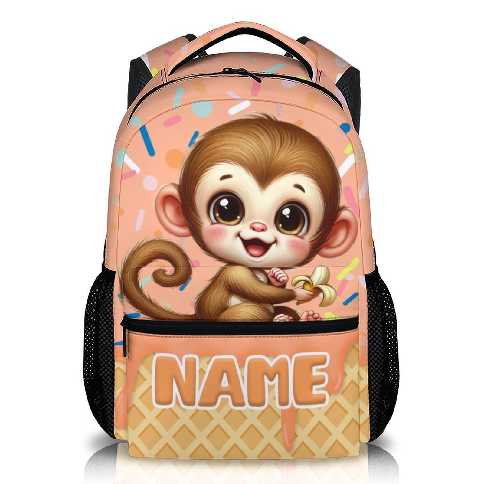 Wedinosaurnes Monkey Backpack, Kids School Backpacks, Personalized Toddler Backpack for Girls Boys 3-10, Preschool Elementary Kindergarten School Bag,