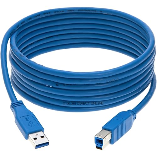 Cables Direct Online USB 3.0 Cable 10FT, Male to Male Type A to Type B Double Sided Cord for Data Transfer Compatible with PC, Laptop, Hard Drive, DVD Player, TV, Hub, Monitor and More