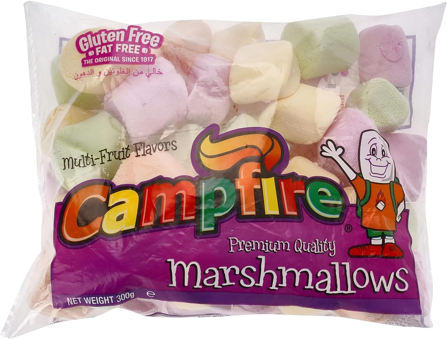Campfire Multi Fruit Flavors Premium Quality Marshmallows, 10.58 oz ℮ 300 g كامب فاير متعدد النكهات الفاكهة أعشاب من الفصيلة الخبازية عالية الجودة