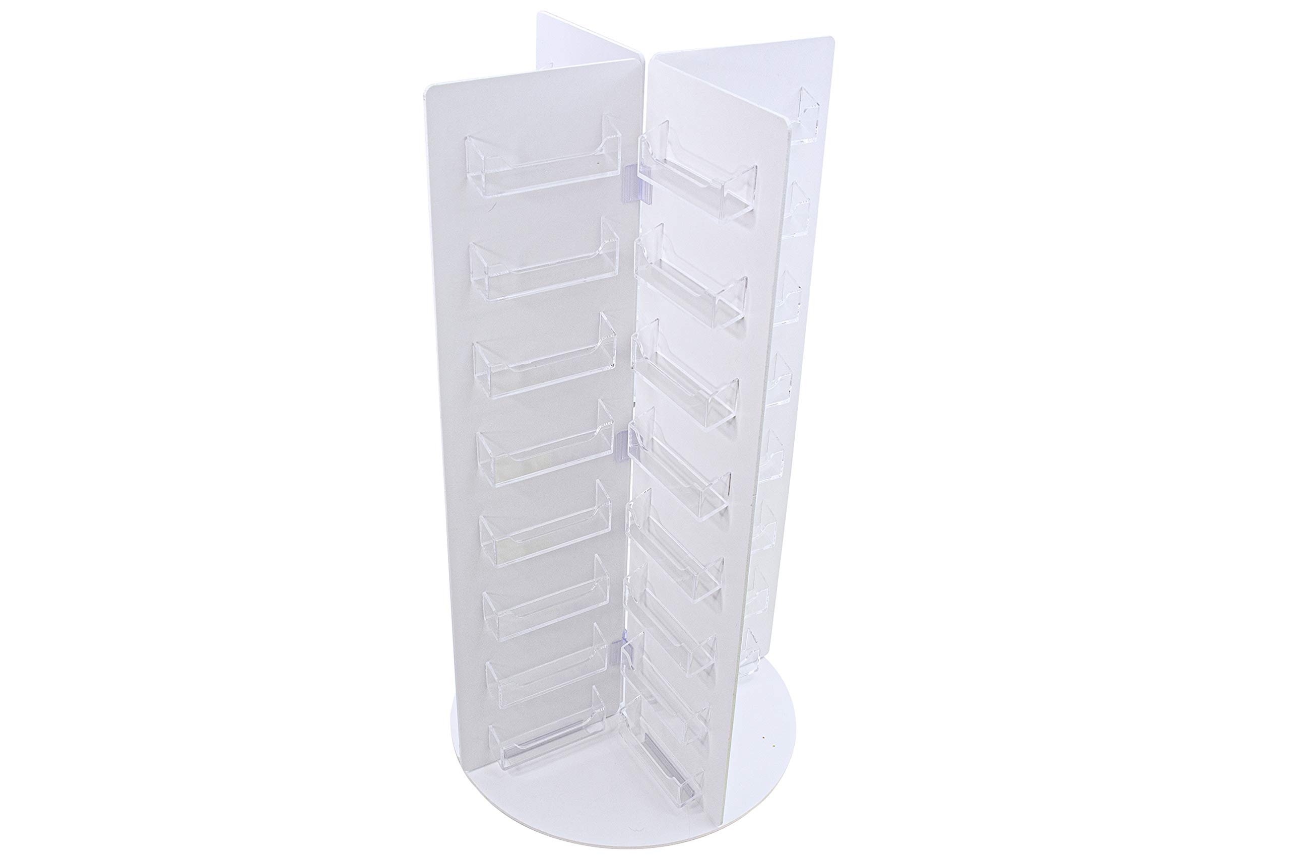 Marketing Holders Spinning Business Card Holder 64 Pockets for 3.5" x 2" Contact Info Cards Clear and White Acrylic Countertop Display