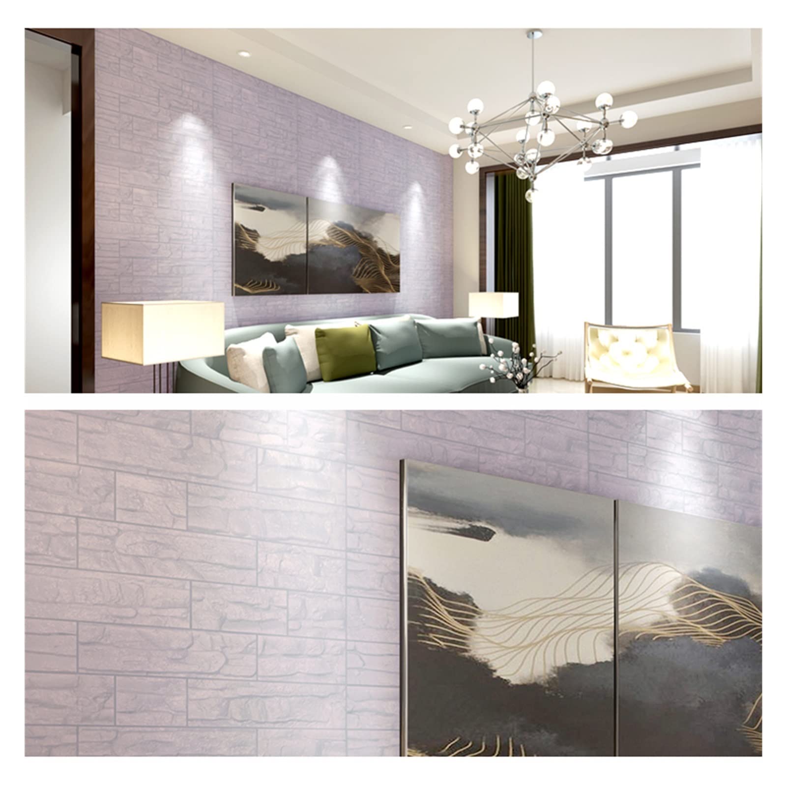 Paneles Pared 6pcs Bricolaje Autoadhesivo 3D pegatinas de pared dormitorio impermeable espuma sala ladrillos papel tapiz decoración casa viva for niños(Silver)