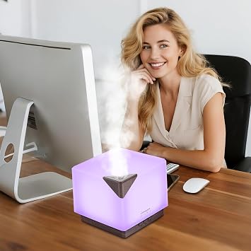 URPOWER 700ML Aromatherapy Essential Oil Diffuser, 700ml Large Ultrasonic Scent Diffusers Humidifier with Adjustable Mist Mode/4 Timer Settings/ 7 LED Light Colors for Home Office Study