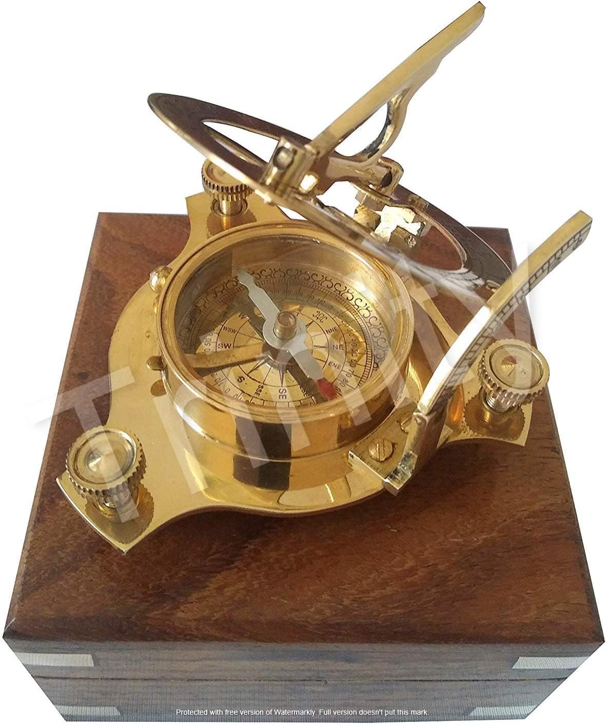Trinity Brass Sundial Compass Directional Magnetic Pocket Compass for Navigation Camping, Hiking, Touring. Compass is an Essential Piece of Gear. Hiking & Outdoor Enthusiast. Best for Gift 2