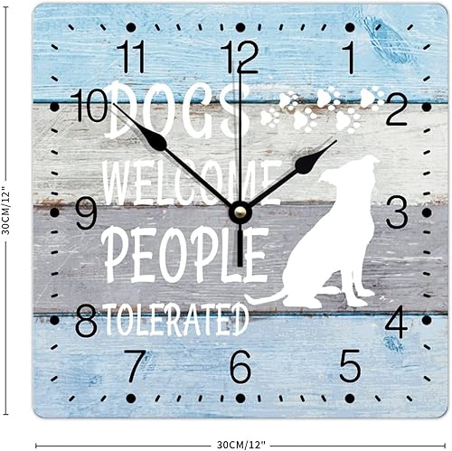 Miniatura 2 de Reloj de PVC tolerado para perros, perro de pastor alemán, cuadrado, reloj colgante para perros, cachorros, 12 pulgadas, silencioso, sin tictac,