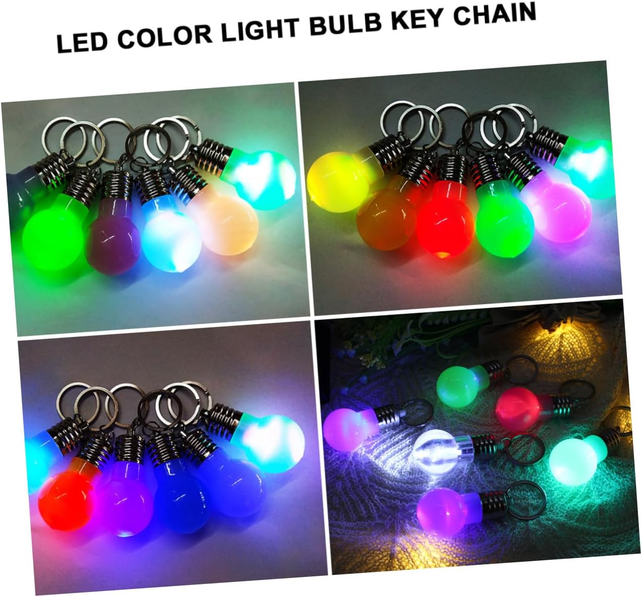 DOITOOL 63 Pcs Color Luminous Key Chain Light Bulbs LED Color Light Bulb Mini Bulb Lamp Key Chain Bulk Shell