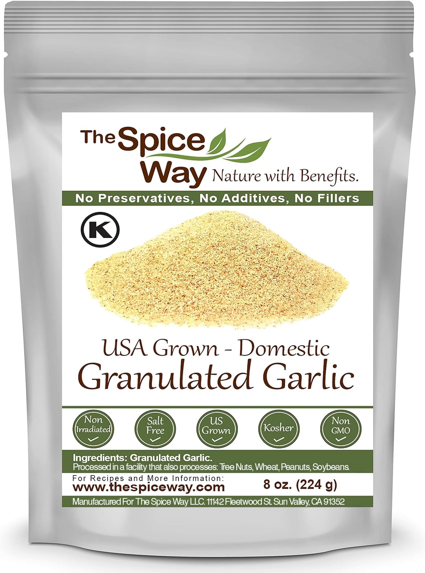 Granulated Garlic - Domestic, US Grown (8 oz) resealable bag