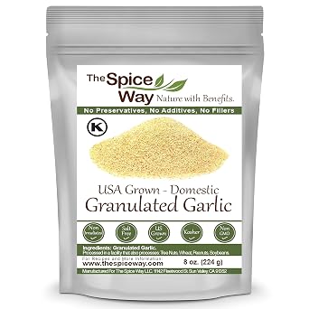 The Spice Way Granulated Garlic - Domestic, US Grown 8 oz resealable bag