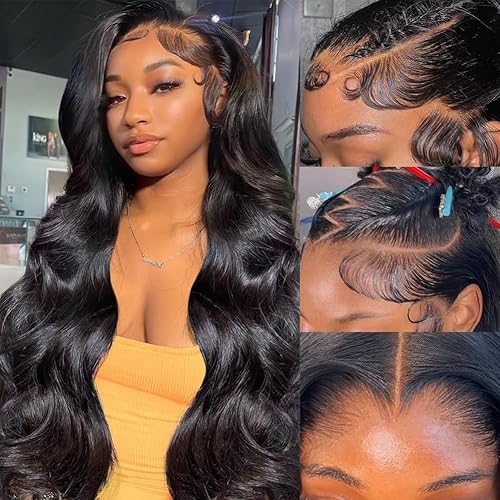 30 inch Human Hair Wig 13x6 Body Wave Lace Front Wigs Human Hair 200 Density HD Lace Frontal Glueless Wigs Pre Plucked with Baby Hair Brazilian Virgin Hair Natural Color