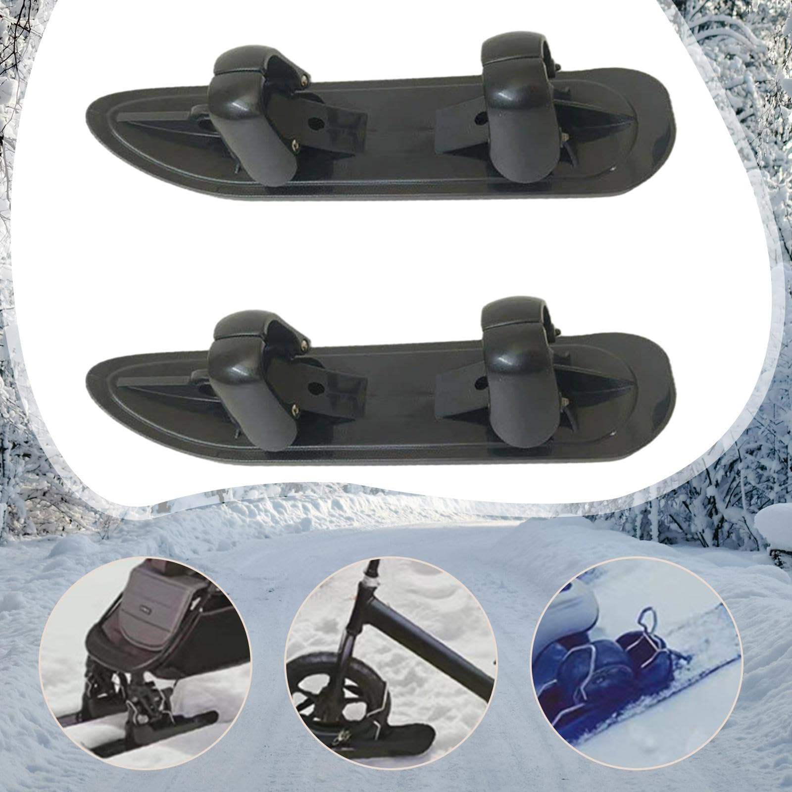 Qianly 2X Kinderwagen Skier für Schneeskier, Stabile Und Tragbare Skier für Kinderwagen