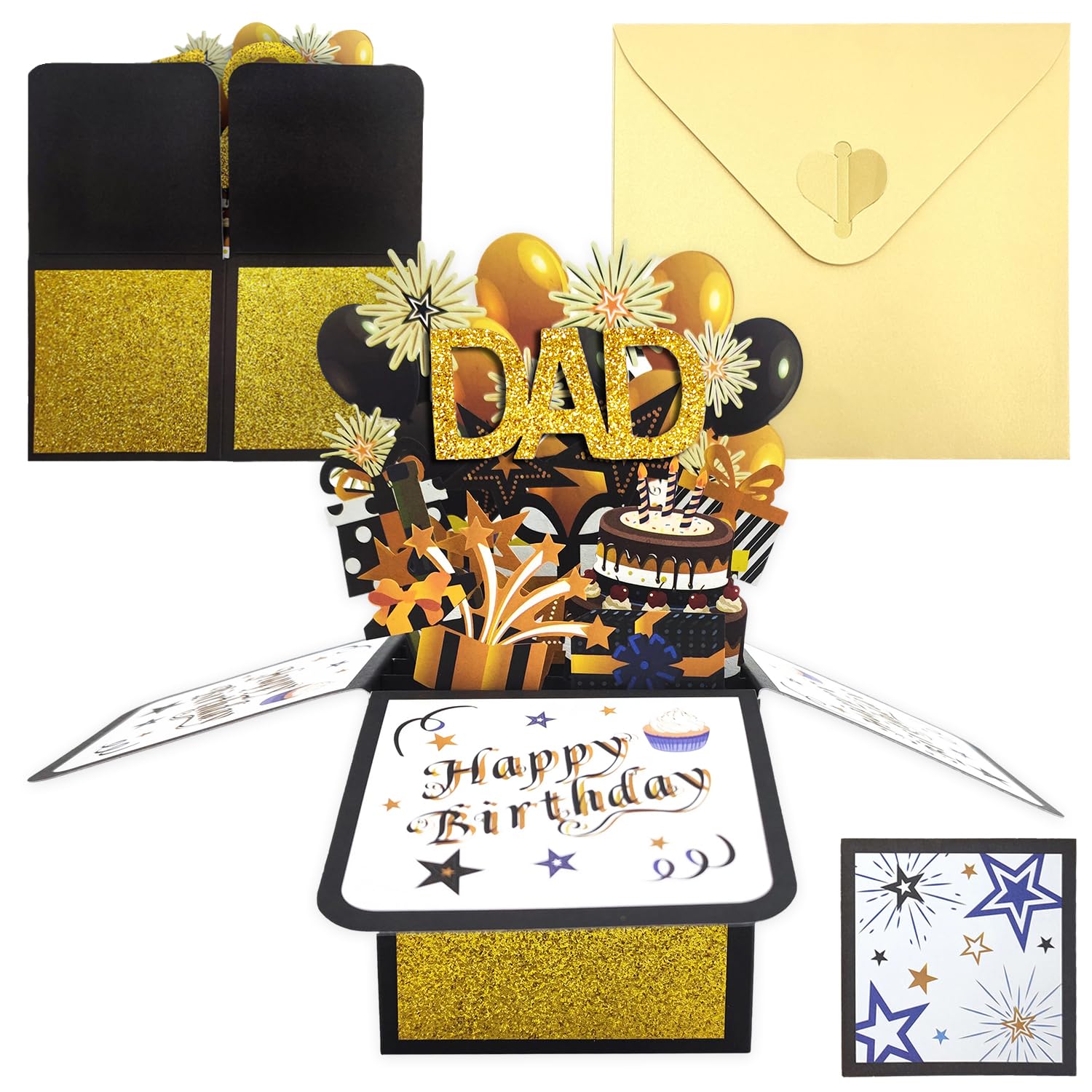 Happy Birthday Cards For Daddy, 3D Pop Up Dad Birthday Cards With Envelope And Blank Cards, Dads Birthday Gifts Personalised Pop-Up Gifts Ideas For Grandpa Stepfather From Sister Son Daughter (Dad)