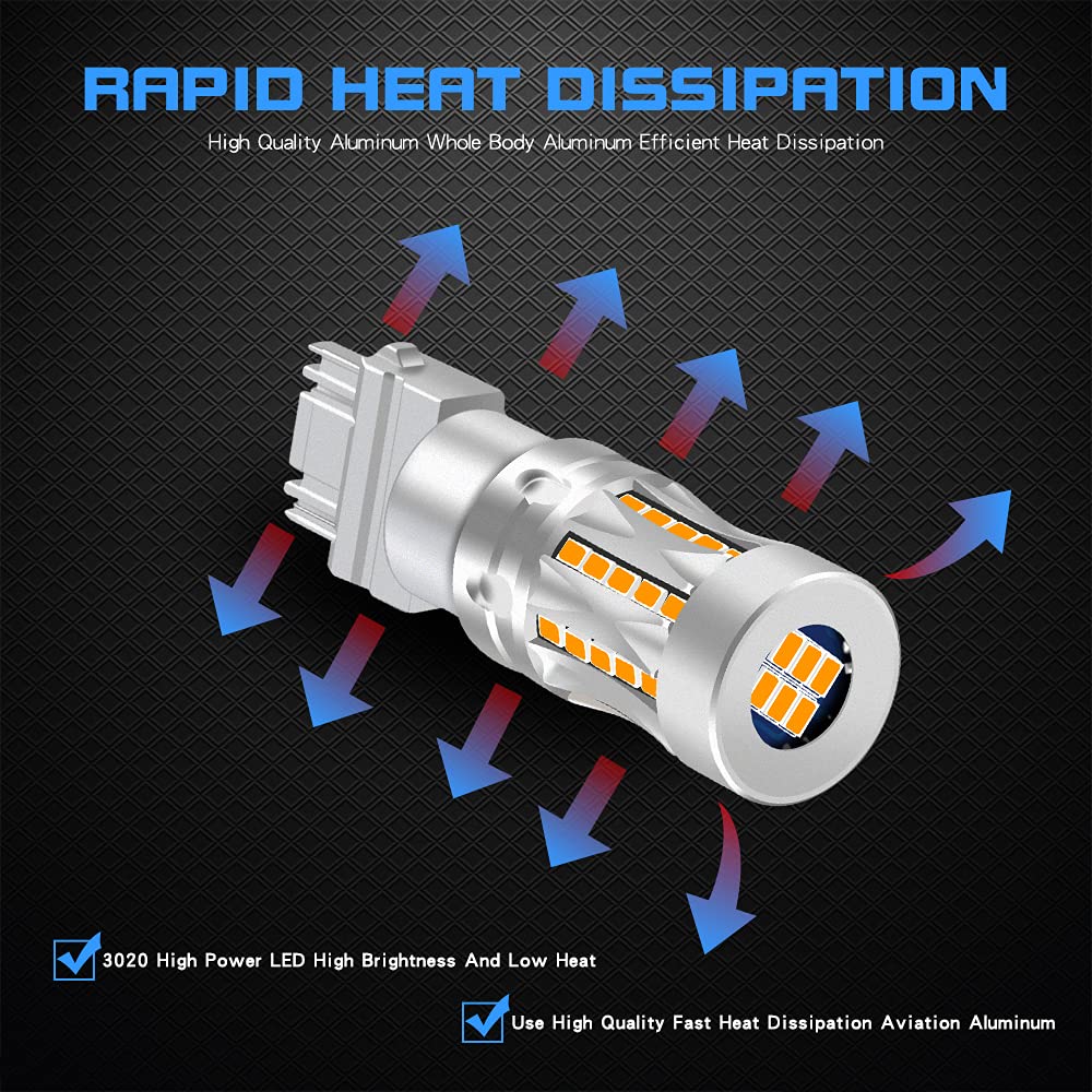 Lampadina LED 3156 P27W Giallo Ambra - Super Luminosa Per Auto, Canbus Ready - Foto 5