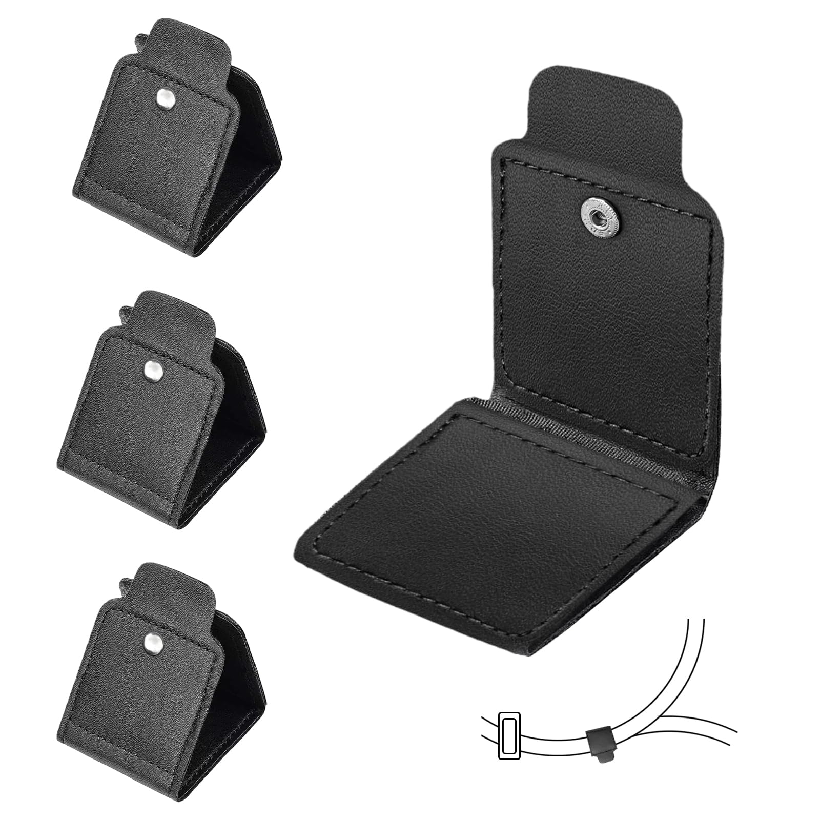 flintronic Seat Belt Adjuster, 4PCS PU Leather Car Seat Belt Clip, Comfort Universal Belt Strap Safety Shoulder, Neck, Belt Strap Safety Locking Clips for All Vehicles Cars Trucks (Black)