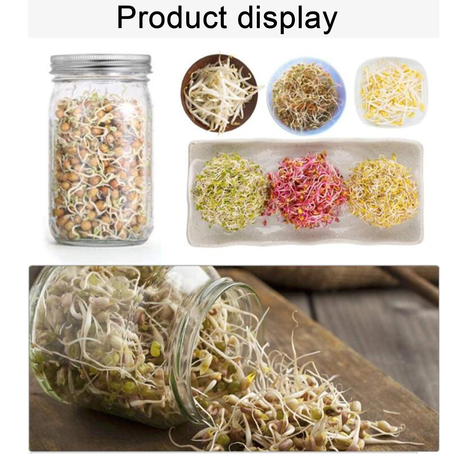 Frasco Germinador Brotes Con De Malla Inoxidable Para Ancha | Kit Cultivo Brotes De Legumbre Para Hogar Cocina Sala De Estar Balcón Legumbres Frutos Secos Granos Brócoli