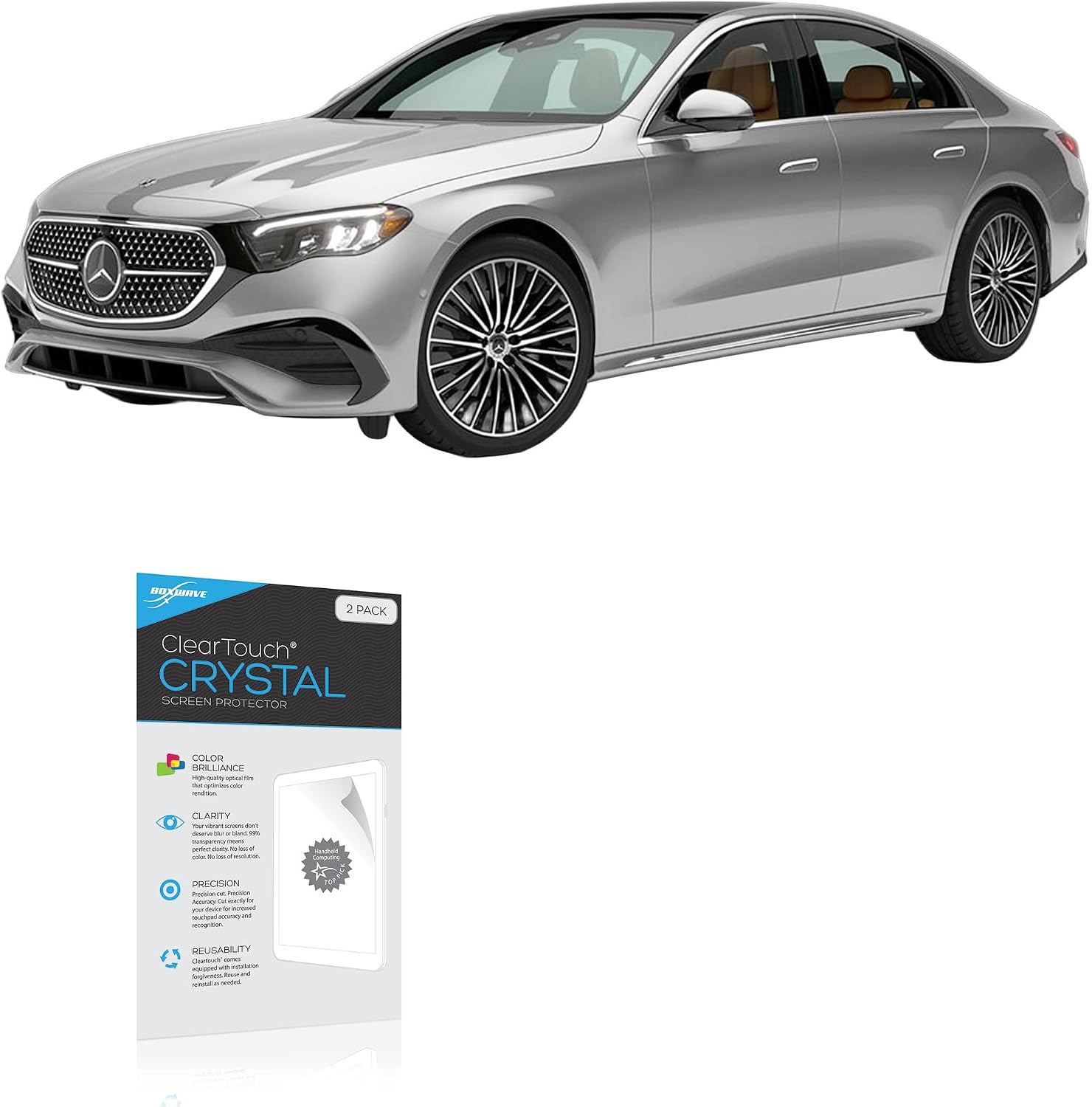 BoxWave Screen Protector Compatible With Mercedes-Benz 2024 E-Class Sedan Instrument Display (12.3 in) - ClearTouch Crystal (2-Pack), HD Film Skin - Shields From Scratches