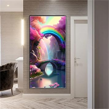 Wenpeef Diamond Art Rainbow Bridge Diamond Painting Kits for Adults 20x10in, DIY 5D Crystal Art Paint by Number for Full Drill Diamond Dots Embroidery Paintings for Wall Art Home Decor 50x25cm W-9240