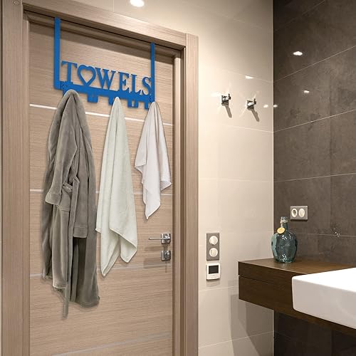 Miniatura 4 de Ganchos para toallas sobre la puerta, toalleros de metal, soporte para toallas con letras de corazón para colgar toallas de baño, toallas de baño,