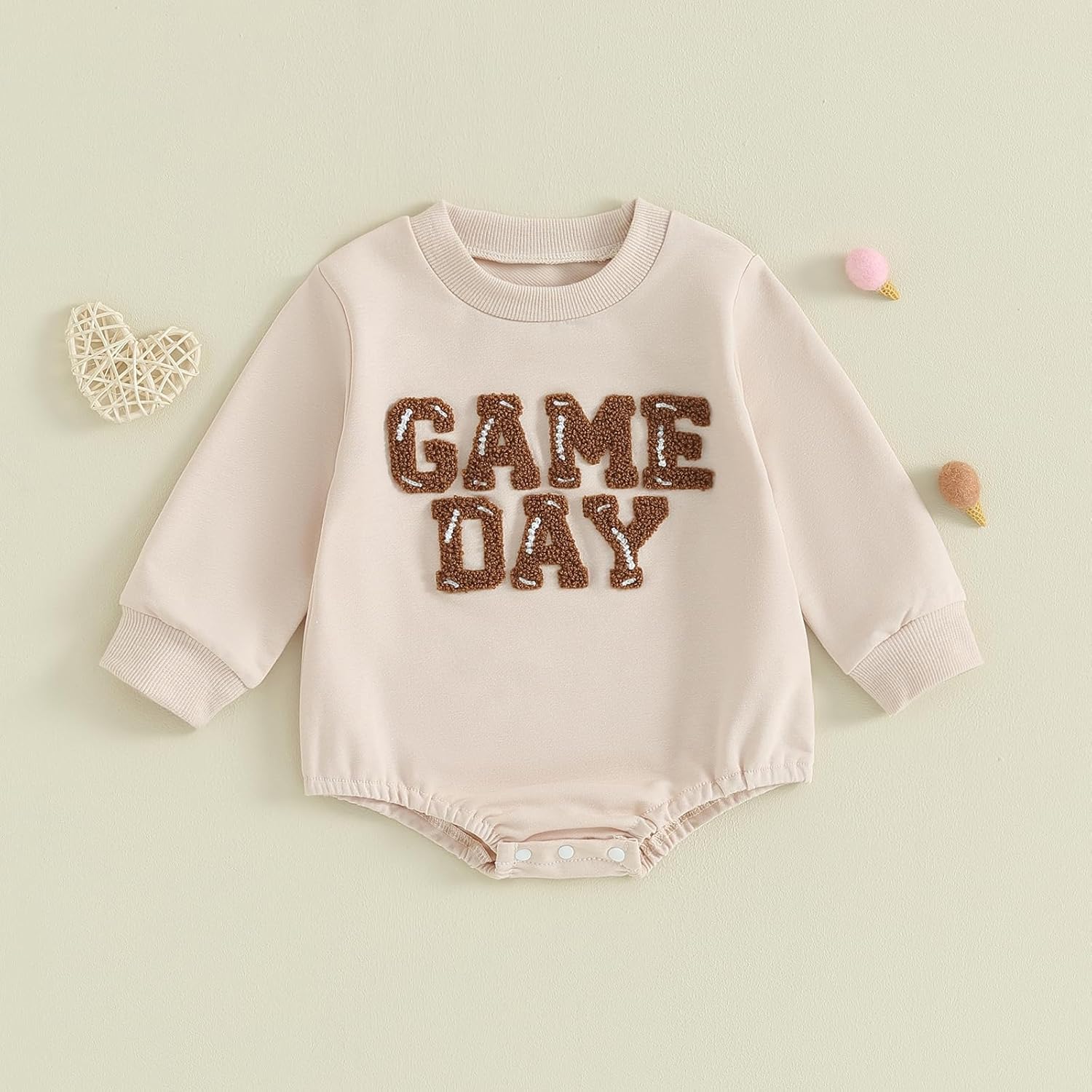 Newborn Baby Boy Girl Football Outfit Game Day Sweatshirt Romper Long Sleeve Pullover Bodysuit Fall Winter Clothes - Image 4