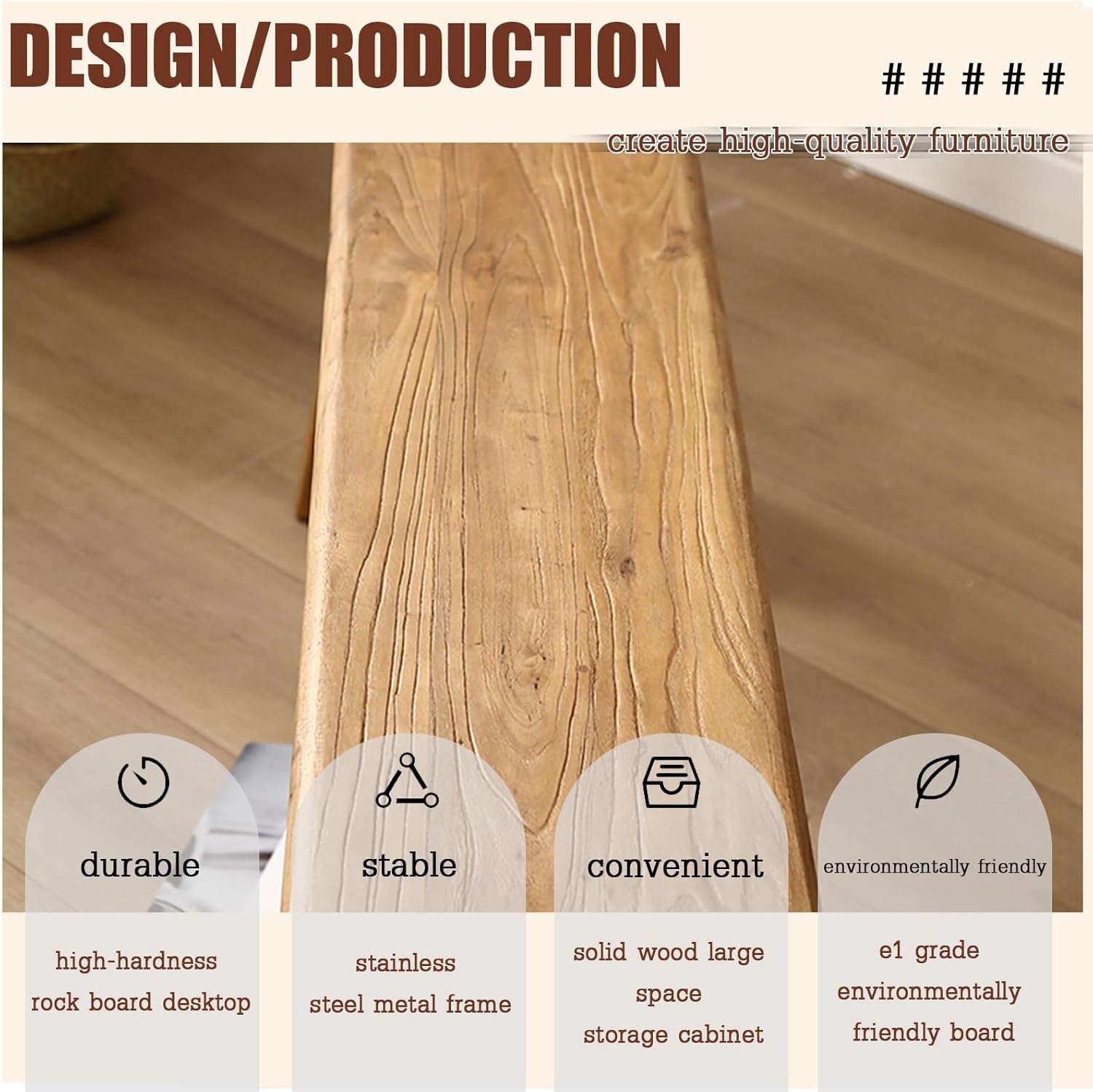 Farmhouse Storage Bench, Outdoor Bench, Modern Entryway Bench, Solid Wood Shoe Bench In Brown, Wood Kitchen Entryway Bench With Armless Design, Entryway Bench For Living Room,Dining Bench(47*8*16in/12