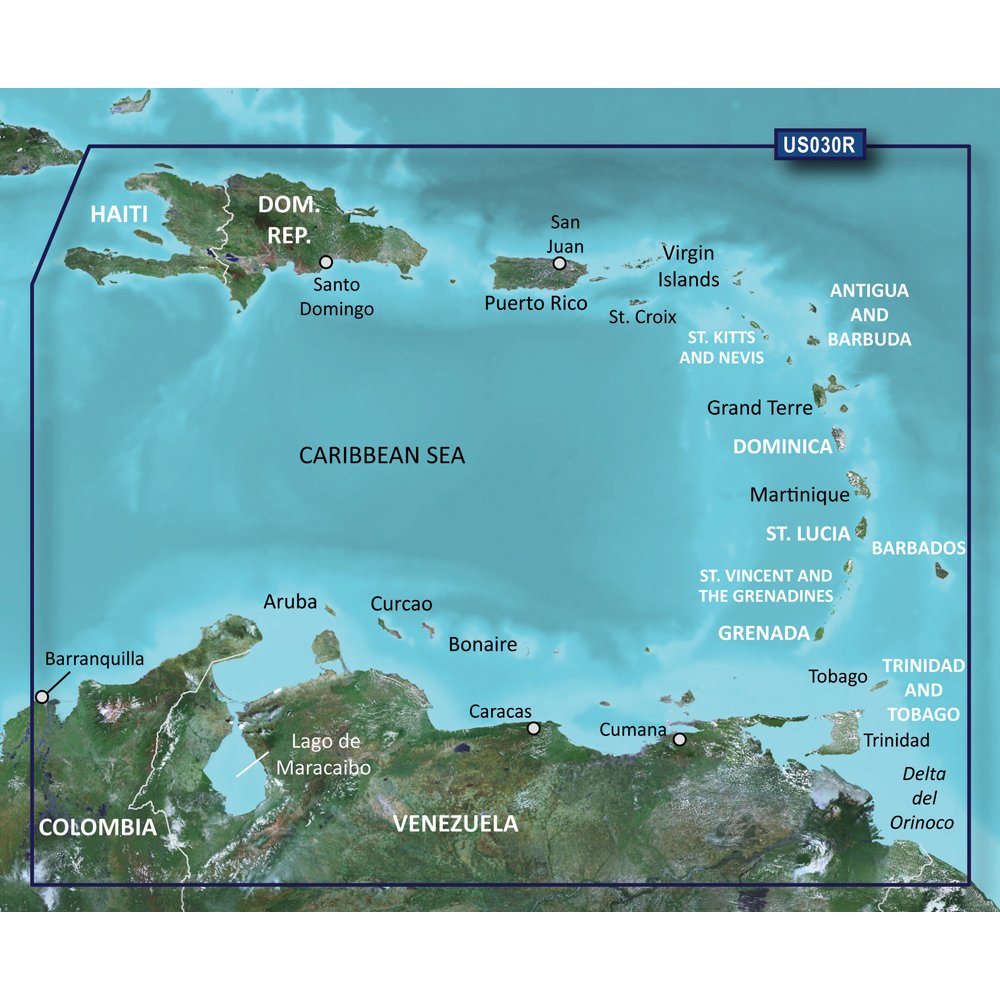 New-GARMIN VUS030R SOUTHEAST CARIBBEAN BLUECHART G2 VISION - 30379