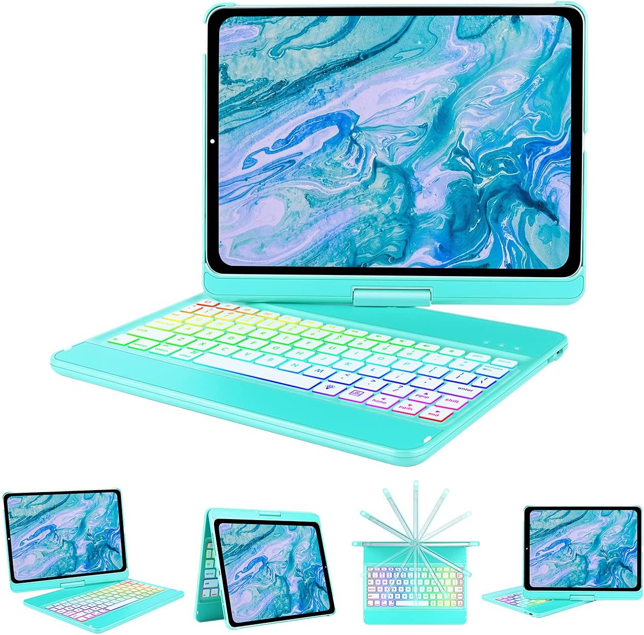 iPad Air 4th Generation Case with Keyboard, iPad Pro 11 3rd Gen Keyboard Case 2021, 360 Rotable-7 Backlit Color Smart Magic Keyboard for iPad Air 10.9 inch (4th Gen)/iPad Pro 11 (2021/2020/2018)
