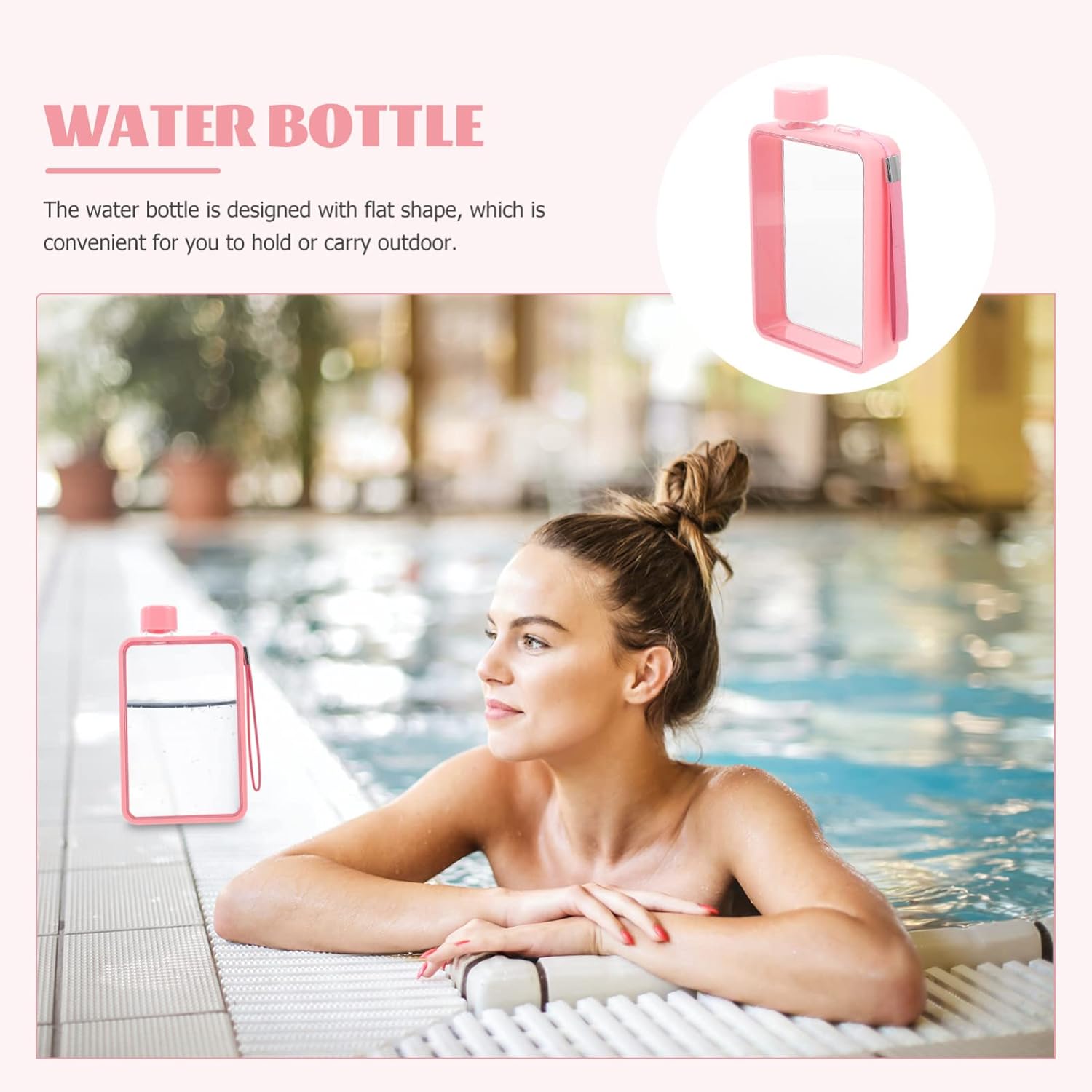 Didiseaon Flat Water Bottle Portable Travel Mug Handbag A5 Water Bottle Workout Fitness Reusable Tumbler for Sports Camping Gym Outdoor 380ml