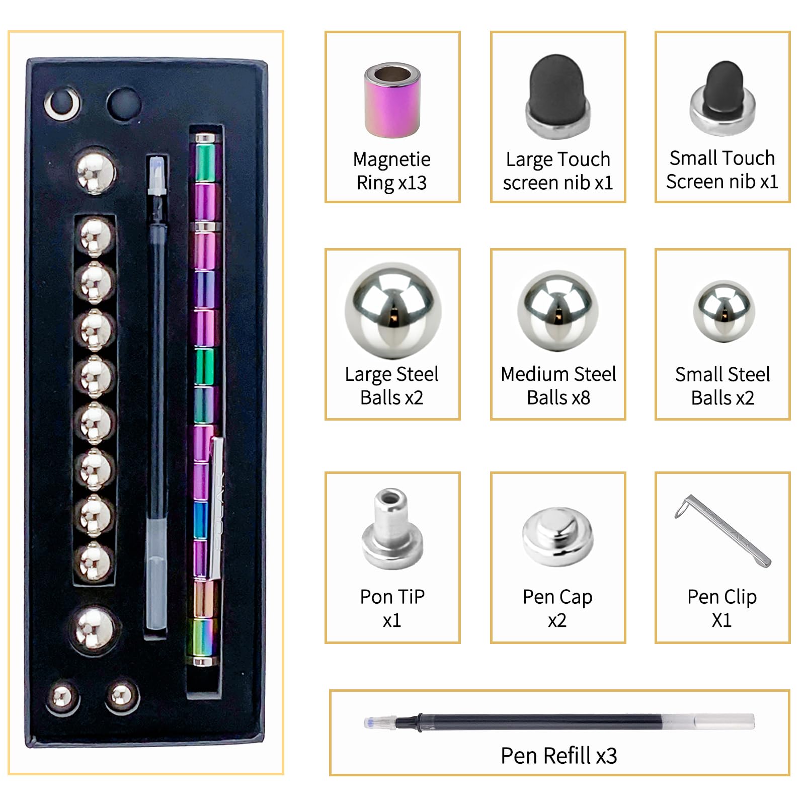 CNMTCCO Magnetic Fidget Pen with Balls Magnetic Pen for Decompression Ballpoint Magnet Pen Finger Toy Gift DIY Metal for Ages Teenage Boys Girls 8-15 to Relieve Stress and Anxiety - Image 3