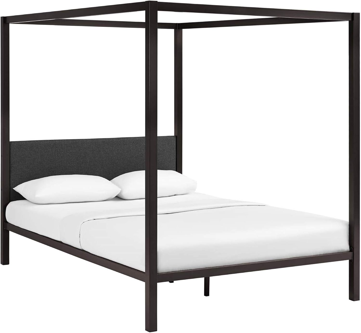 Ergode Raina Queen Canopy Platform Bed | Sturdy Steel Frame | Supports 1323 lbs | No Box Spring Needed | Fits Various Mattress Types | Curtains for Serene Retreat | Mattress Not Included