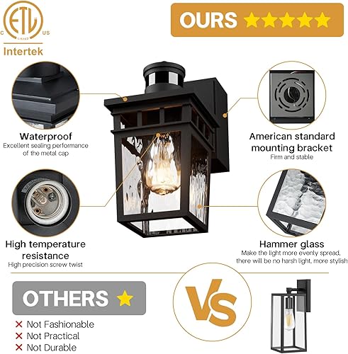 Miniatura 3 de Paquete de 2 Luces de Porche para Exteriores con Toma GFCI - 3 Modos de Iluminación Lámpara Exterior, Sensor de Movimiento de Anochecer a Amanecer