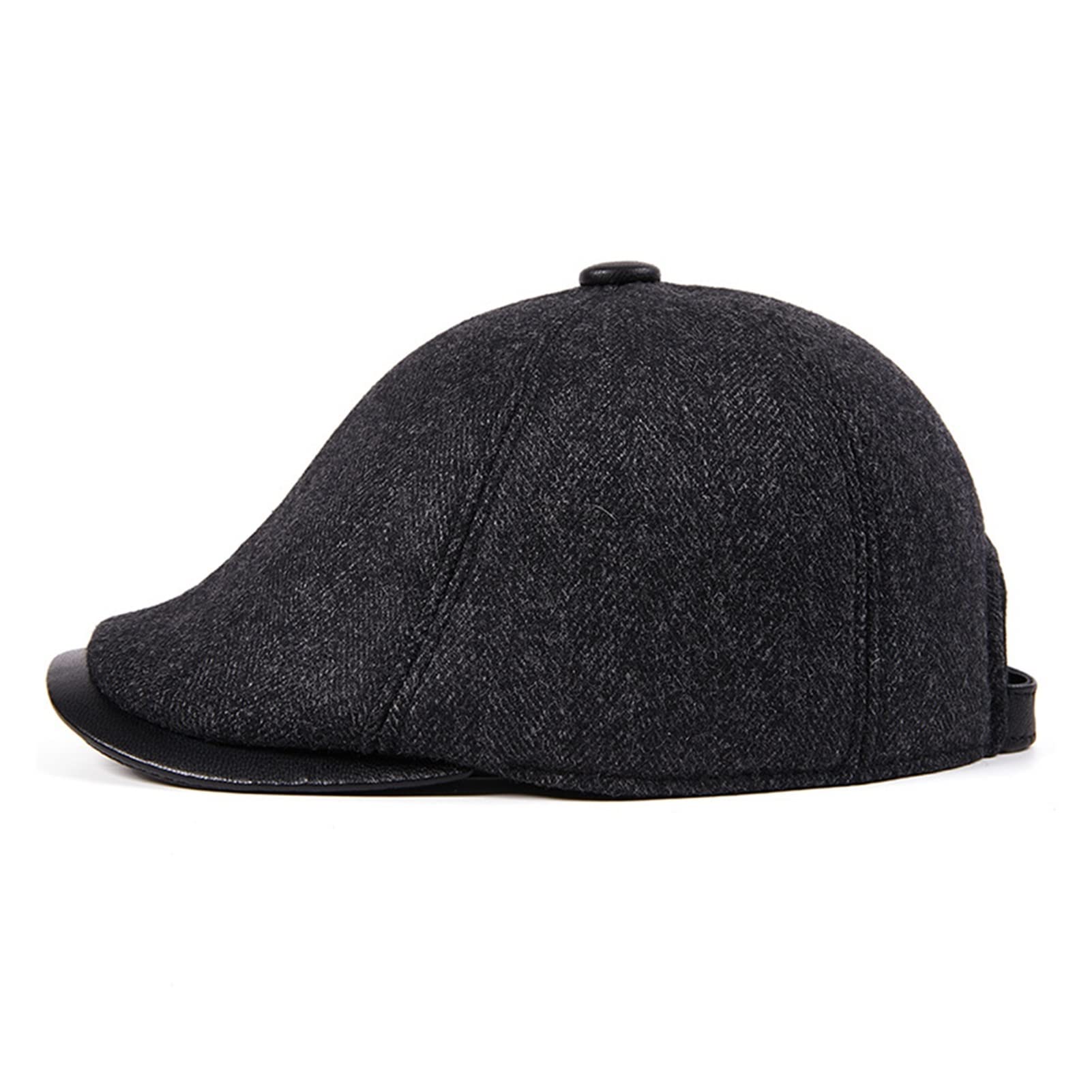 Męska zima kapelusz Herringbone Beret Hat Patchwork Ciepłe Earfaps Płaska czapka Retro Newsboy