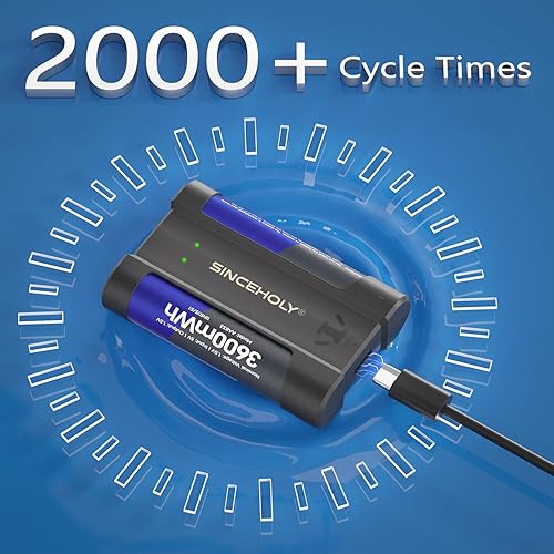 Miniatura 3 de Paquete de 12 baterías AA recargables de litio con cargador, 1.5 V 3600 mWh, baterías dobles A recargables, baterías AA de iones de litio de larga