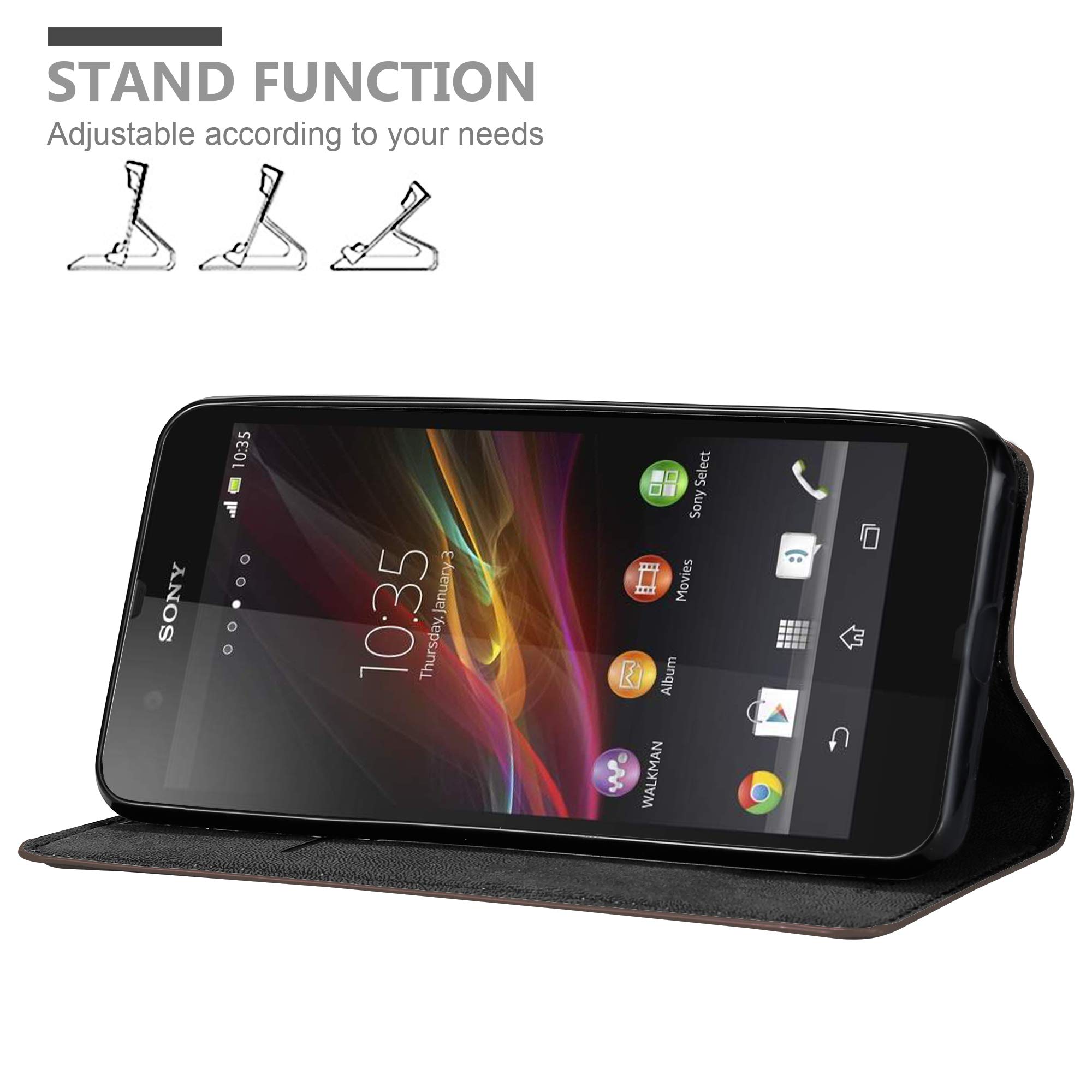 Cadorabo Hülle Für Sony Xperia Z2 – Flip Case Aus Kunstleder, Mit Standfunktion & Kartenfach, Silber
