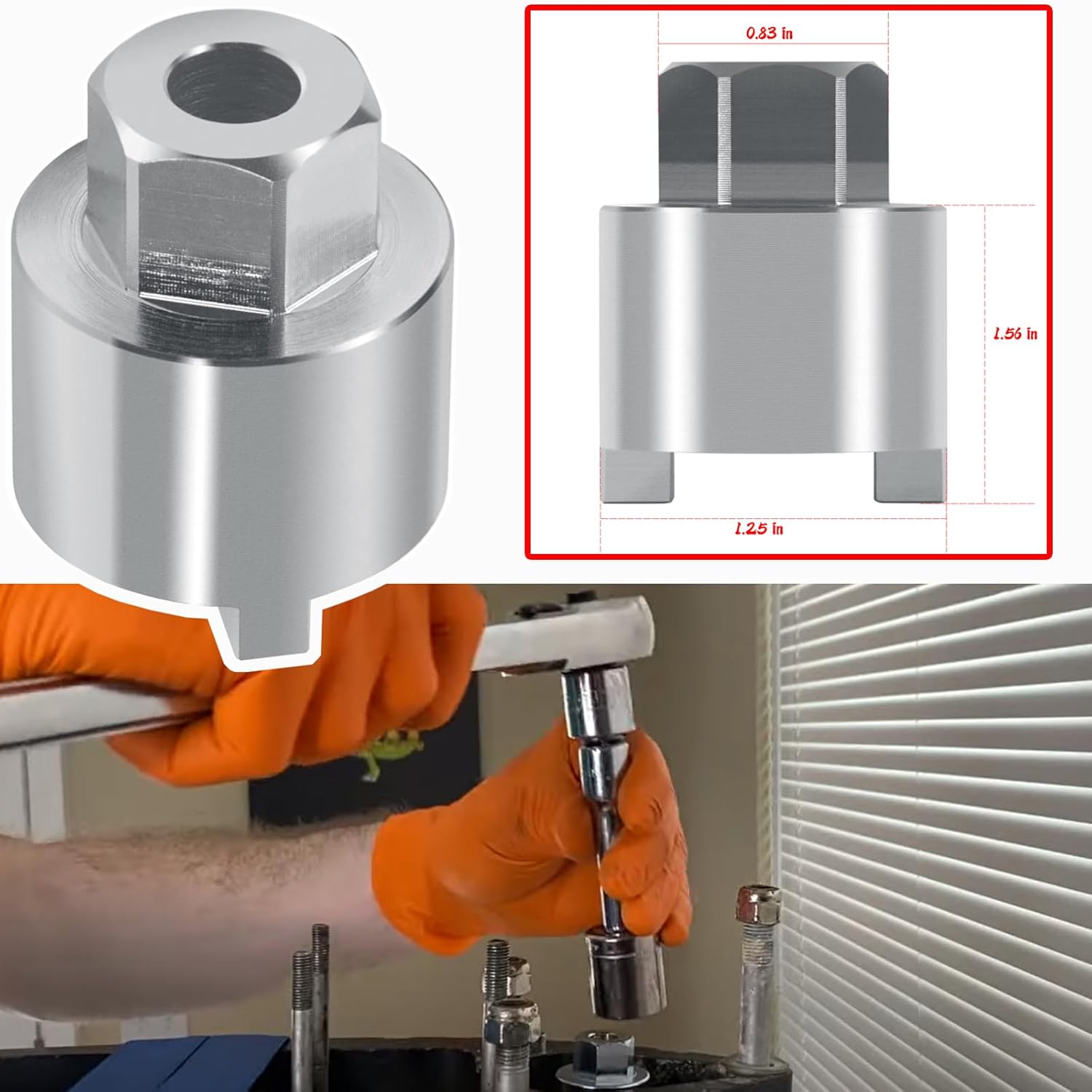 Generic 91-61069 Bearing Carrier Retainer Nut Wrench Tool & 91-31107T Shift Shaft Bushing Tool & 91-43506 Drive Shaft Bearing Threaded Wrench Tool and 91-56775T Adapter Tool, Black