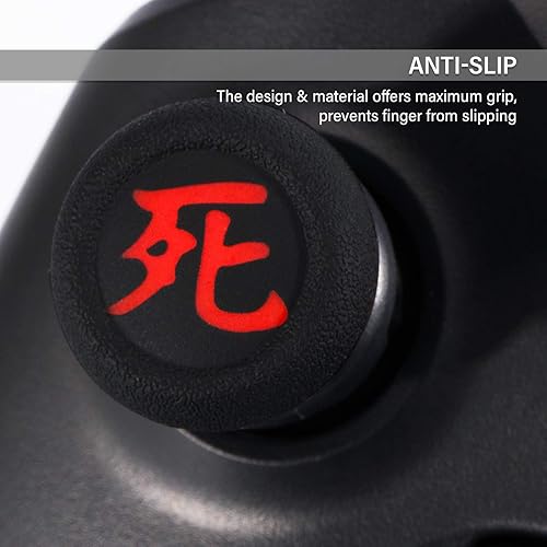 Miniatura 5 de Playrealm FPS Thumbstick Extender & Printing Rubber Silicone Grip Cover 2 Sets for Xbox Series XS & Xbox One Controller(Death of Kanji)
