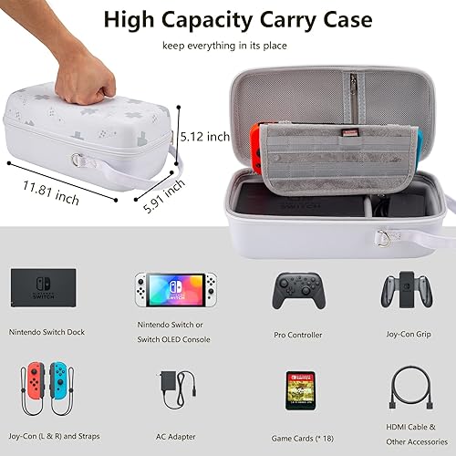 Miniatura 2 de Flyekist Carry Case Compatible with Nintendo Switch and New Switch OLED Console - Portable Hard Shell Travel Switch Storage Bag Protective Pouch