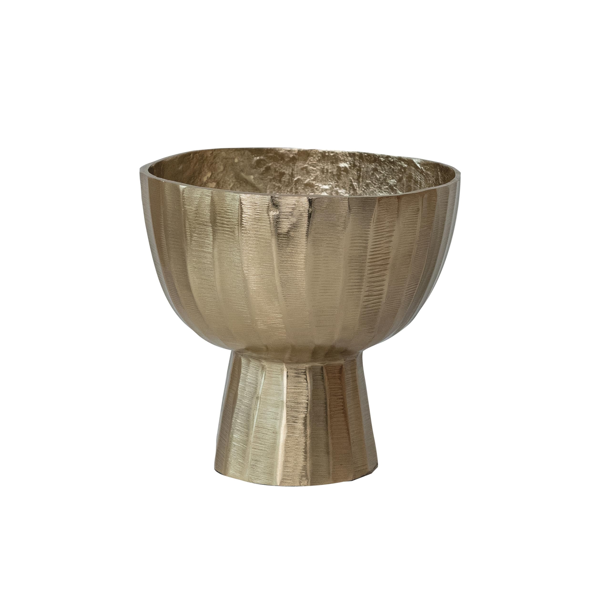 Bloomingville Aureate Creased Metal Planter, Gold Finish