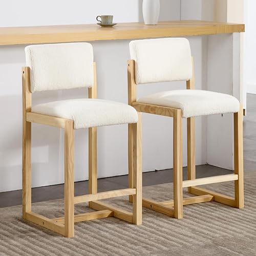 Miniatura 11 de LukeAlon Juego de 2 Taburetes de Mostrador de Lino, Tapizados de 26" de Altura de Asiento, Taburetes de Bar de Altura de Mostrador con Patas de