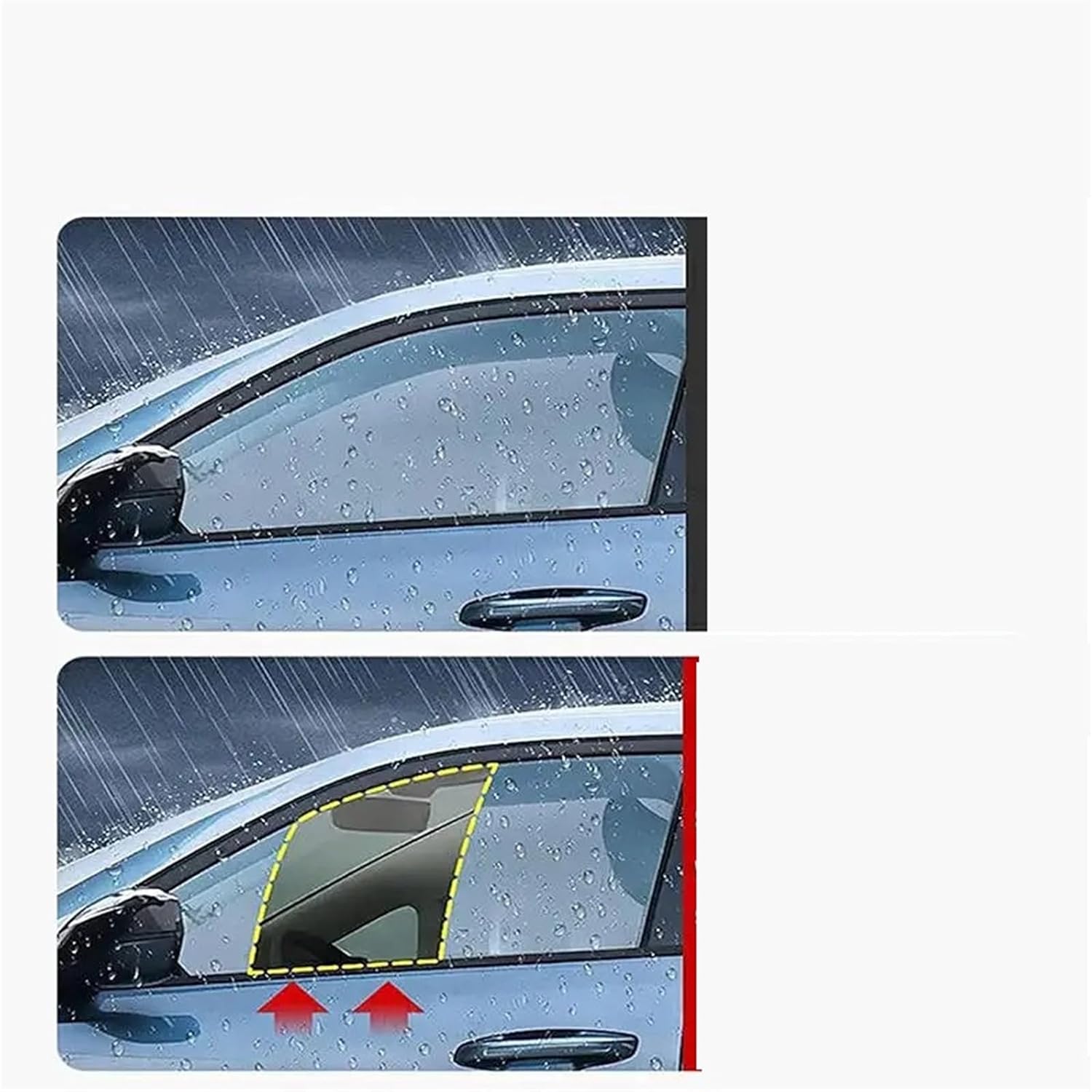 2 Pieces Rubber Side Window Wiper Fit for Windows Rain/Snow Scraper Sealing Strip for Car Gap Filler